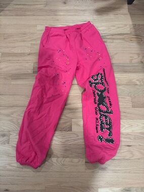 Pink Sp5der sweatpants